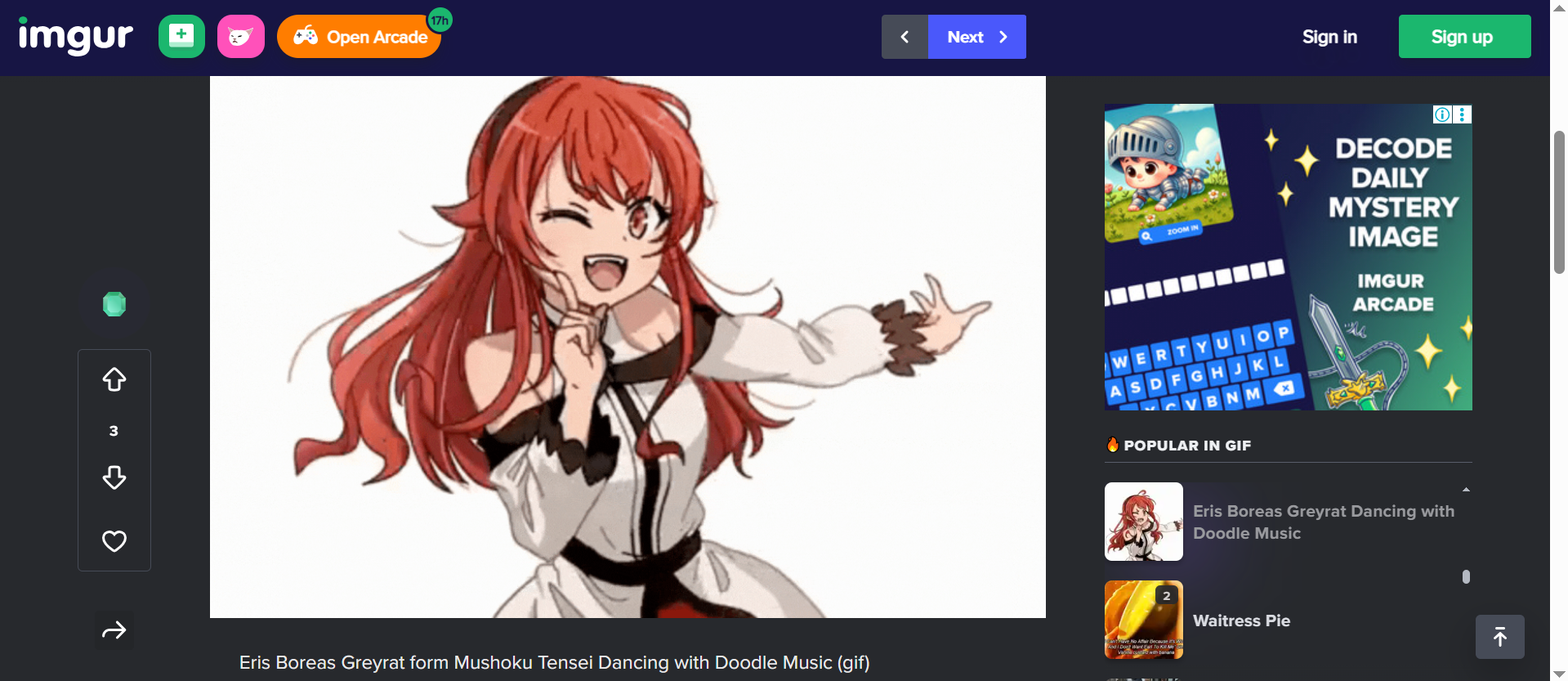 Interface of Imgur - the freeware GIF maker