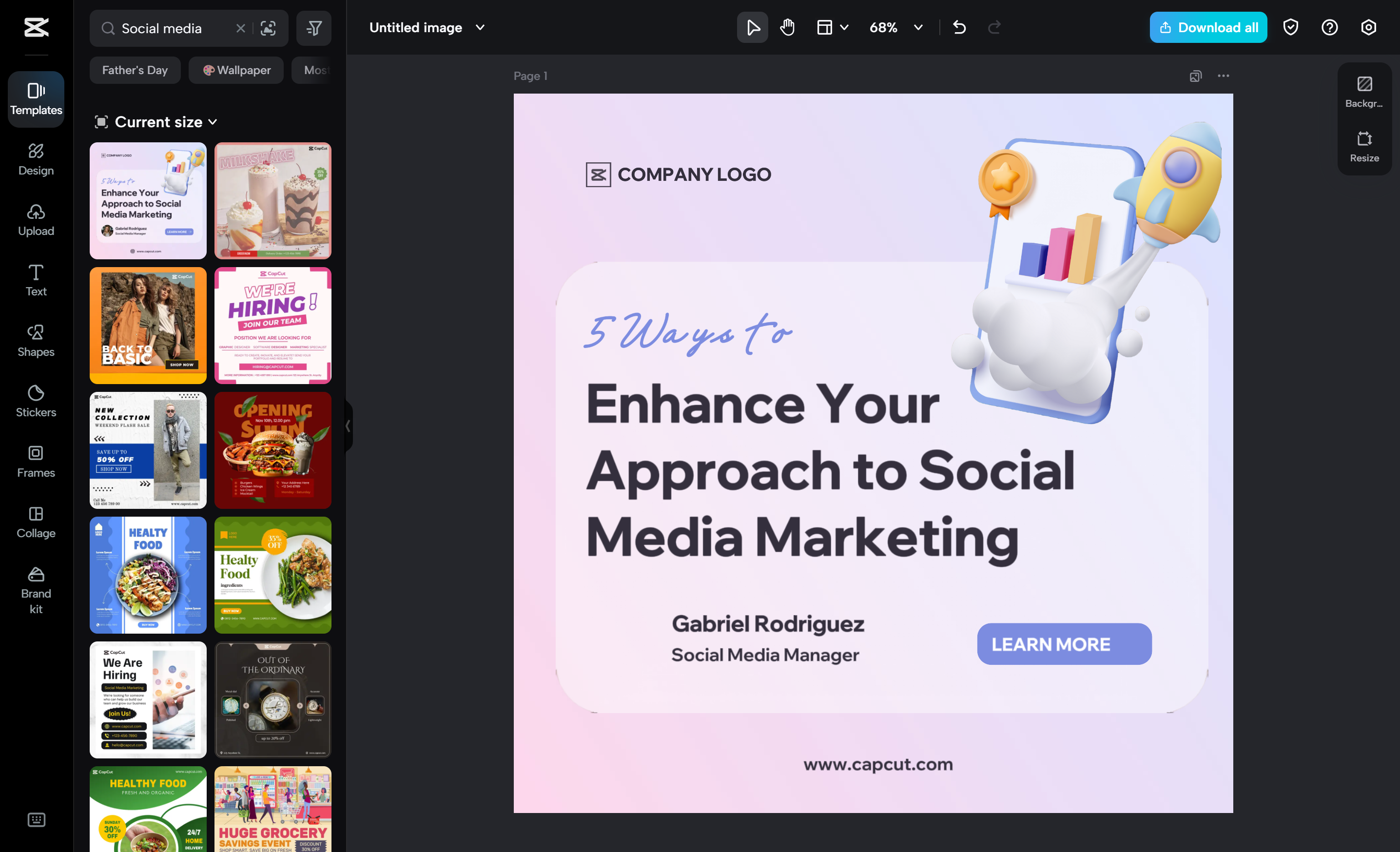 CapCut's Social Media Fashion templates