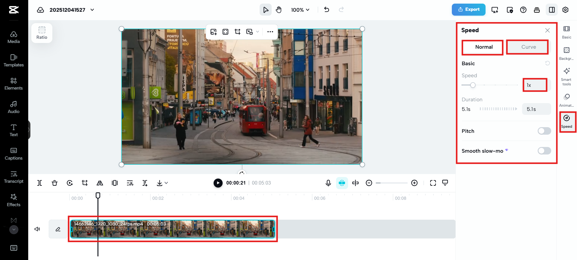 Enhance speed ratio for perfect timelapse video