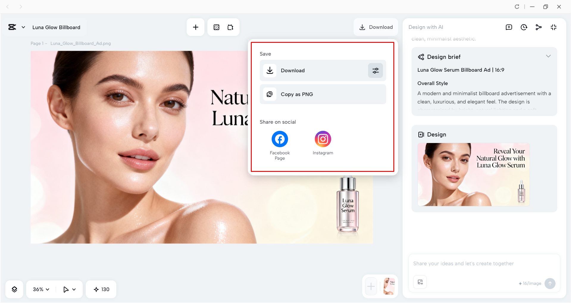 Exporting the billboard ad from the CapCut desktop video editor