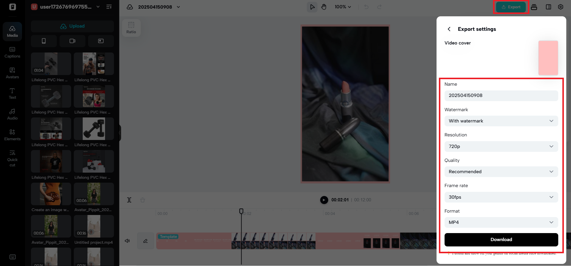 Export your video