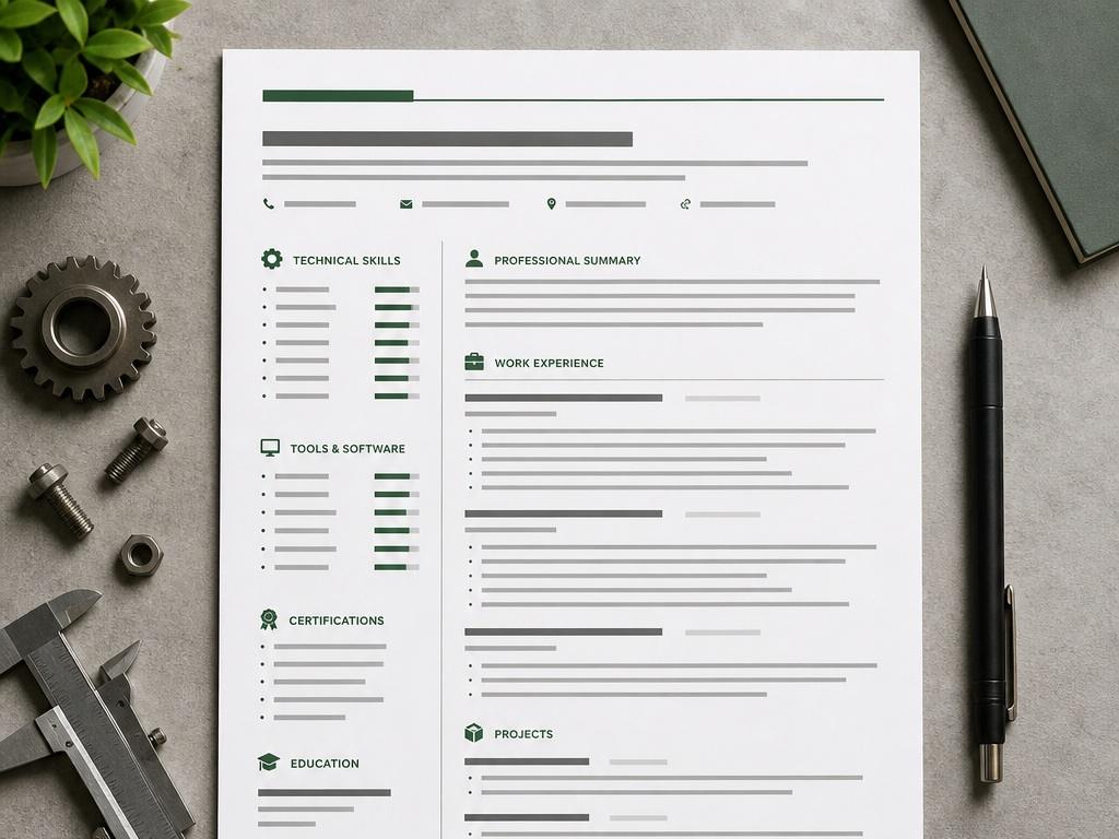 Exemplul prompt al șablonului de CV ATS 5 - CV inginer mecanic