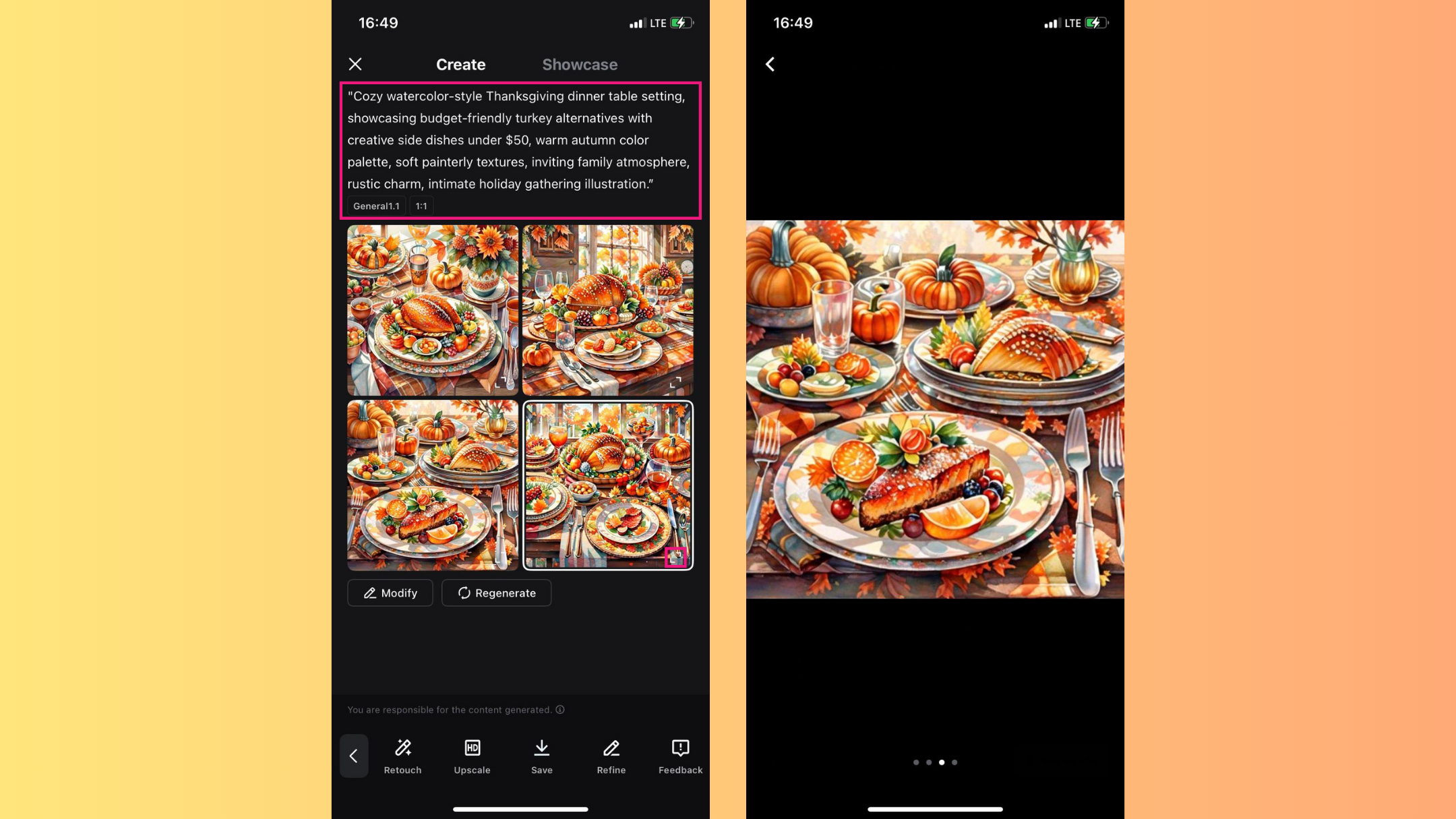 Generate Thanksgiving dinner images