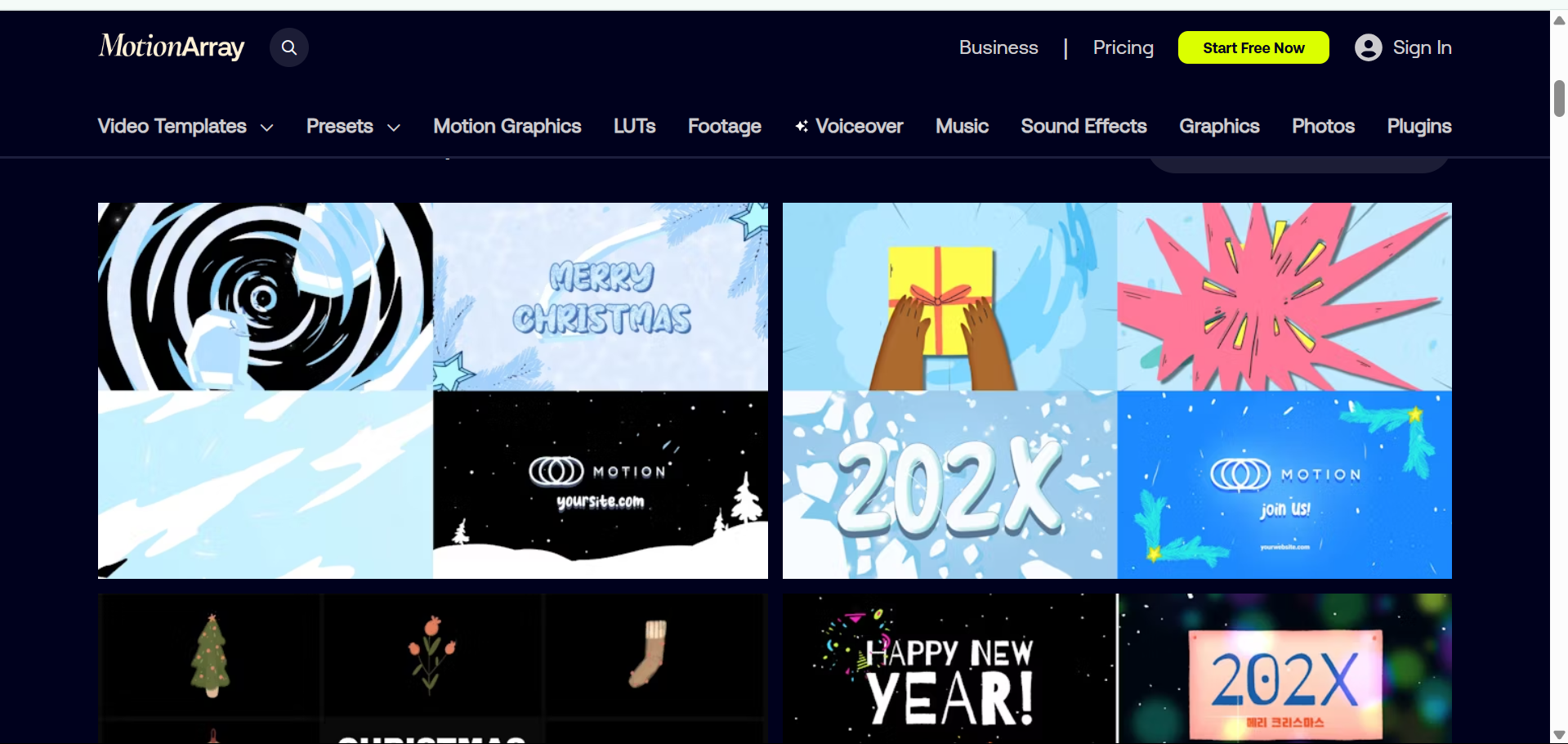 Motion Array - the handy tool to get free new year video templates