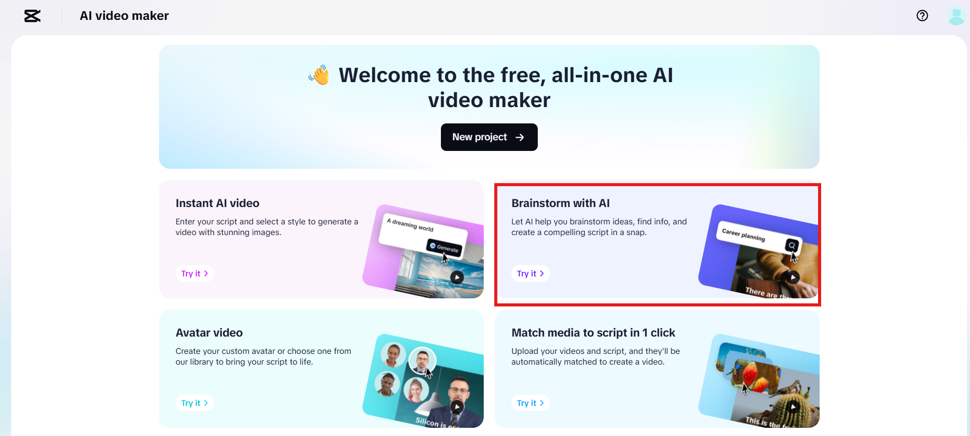 Choose Brainstorm with AI
