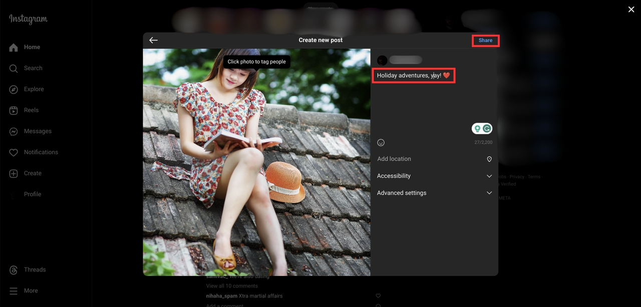 Finalize and share your post