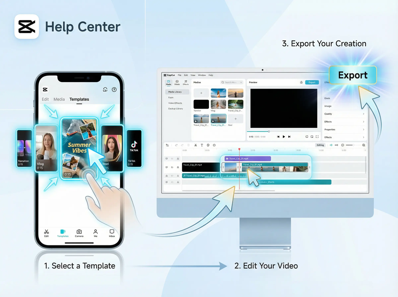 use and export templates in CapCut