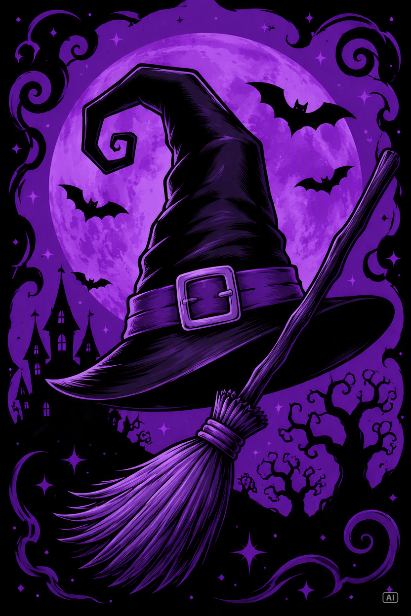 Halloween poster witch party image generated by Pippit