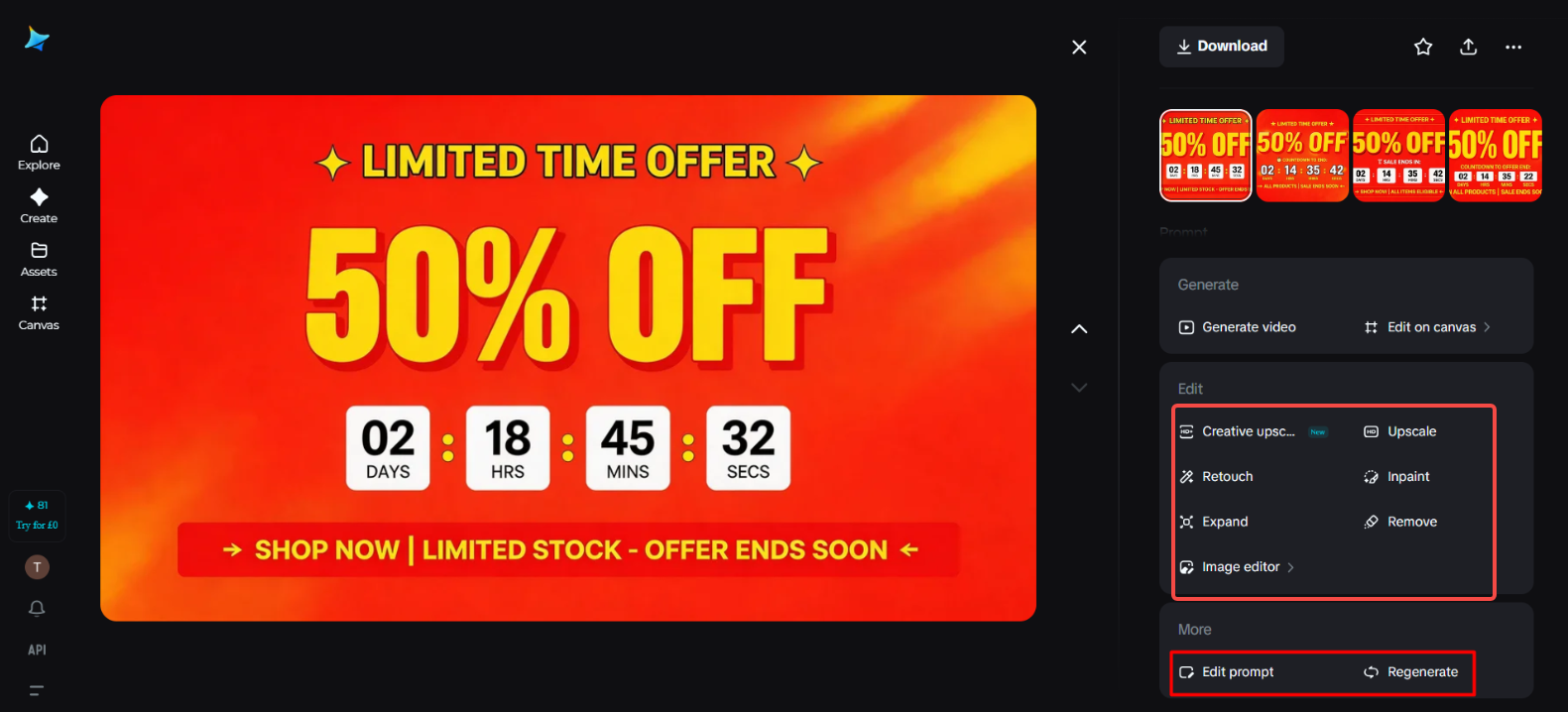 Customize the limited time offer image