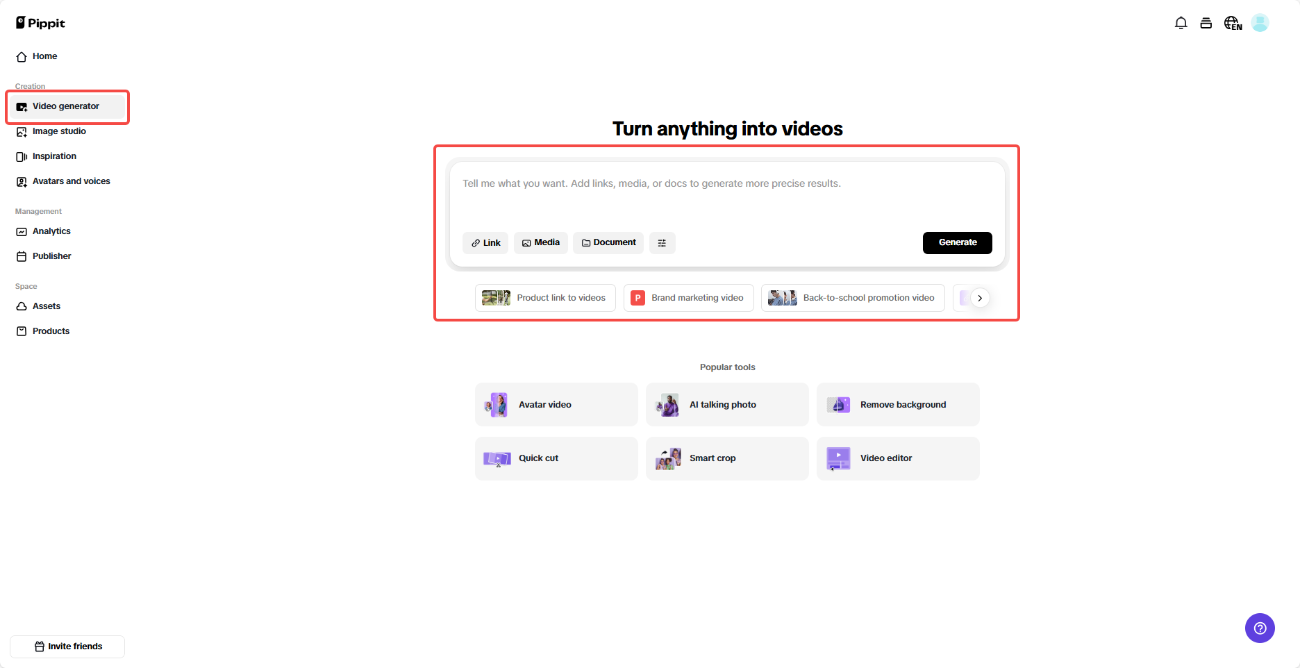 Pippit video generator