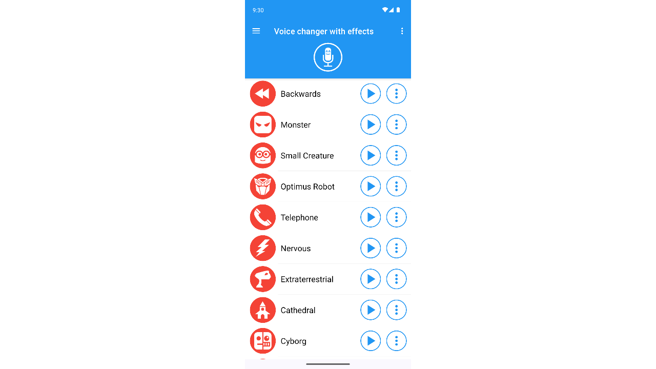 อินเทอร์เฟซ Voice Changer with Effects