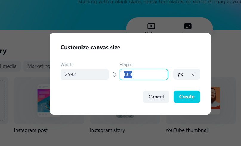Customize canvas size