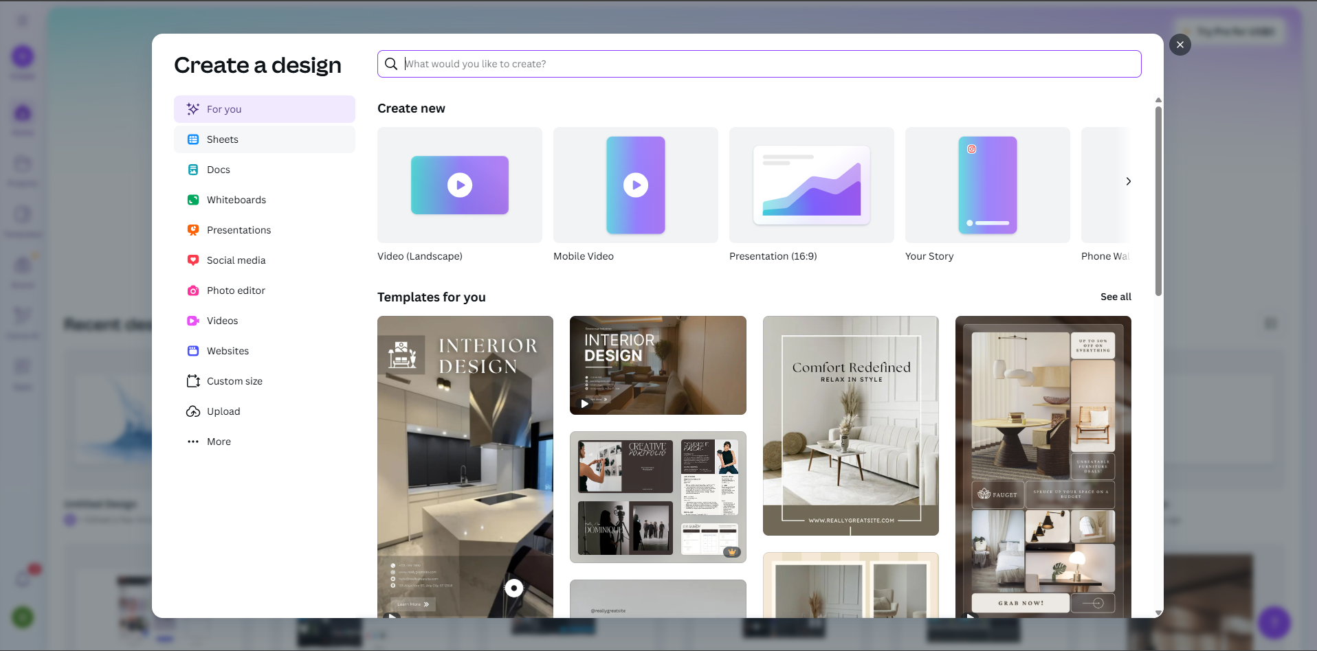 Відкриття дизайну Canva