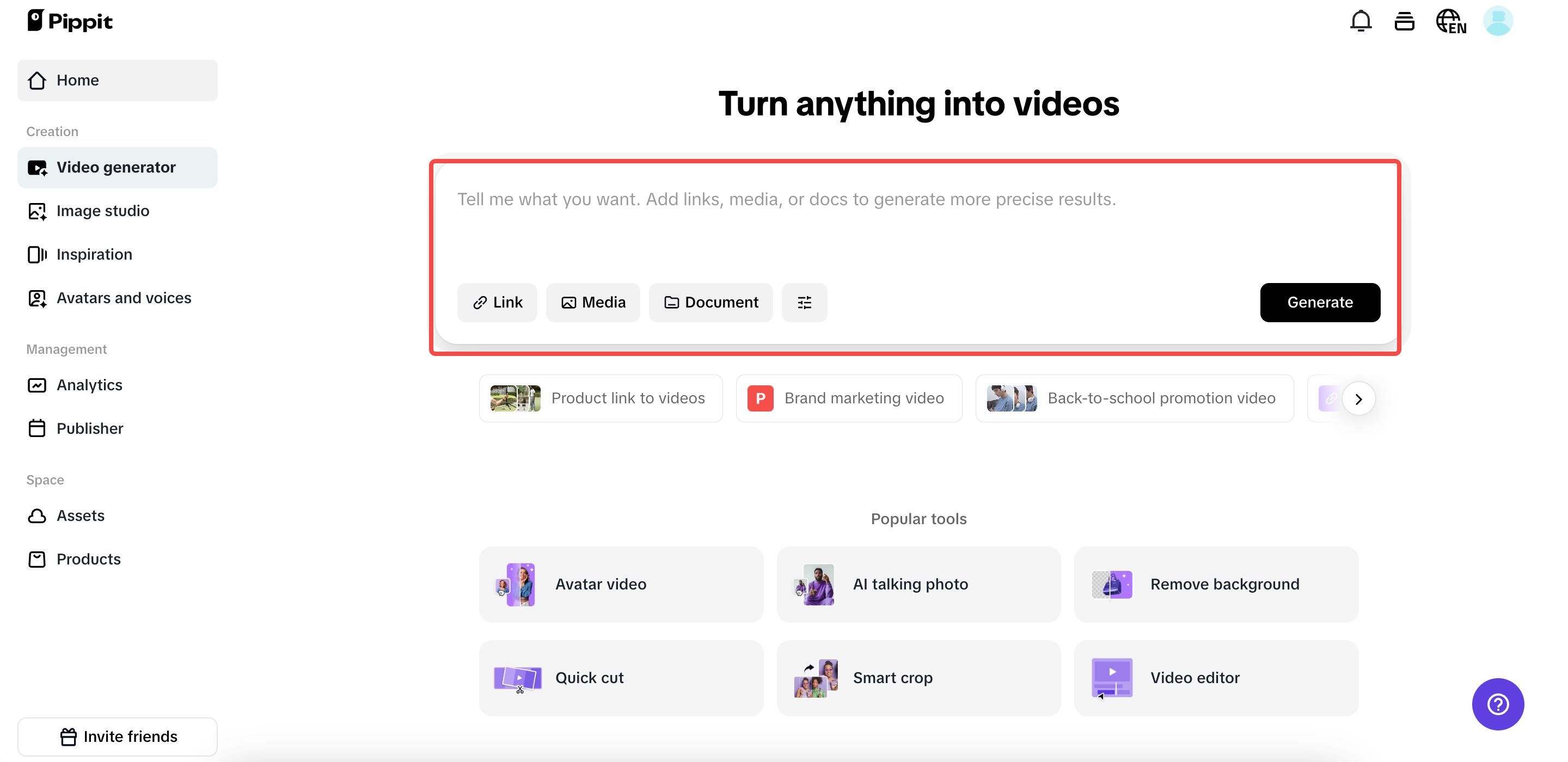 Upload links and media