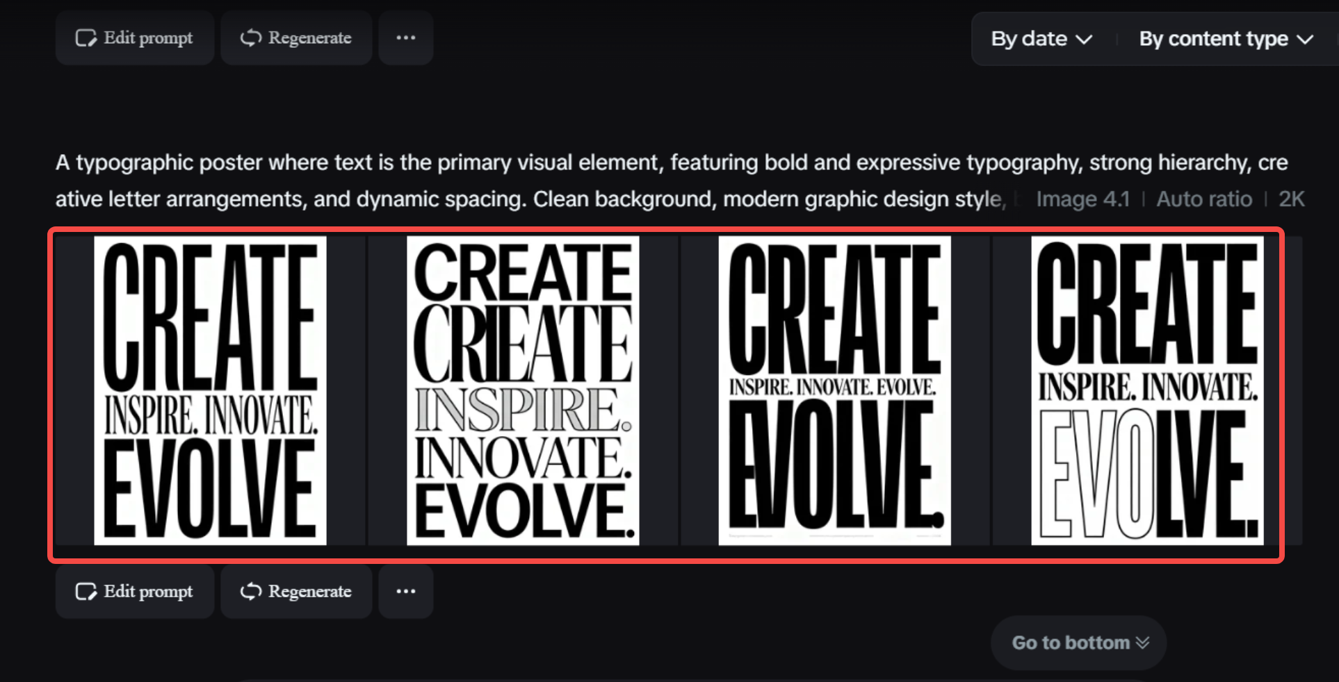Dreamina's AI tools that enhance typography posters: Group generation