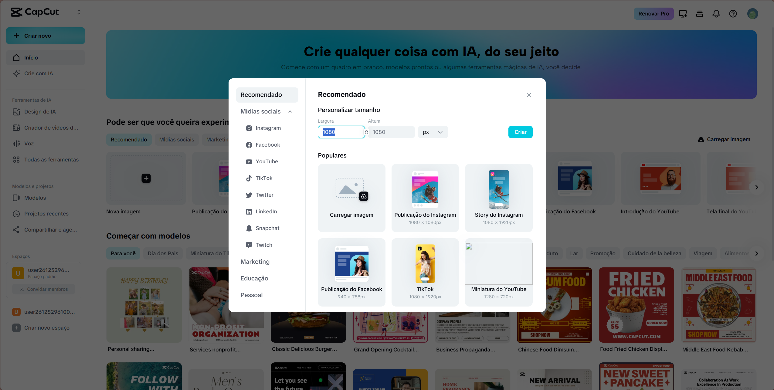 Create a new image with CapCut online