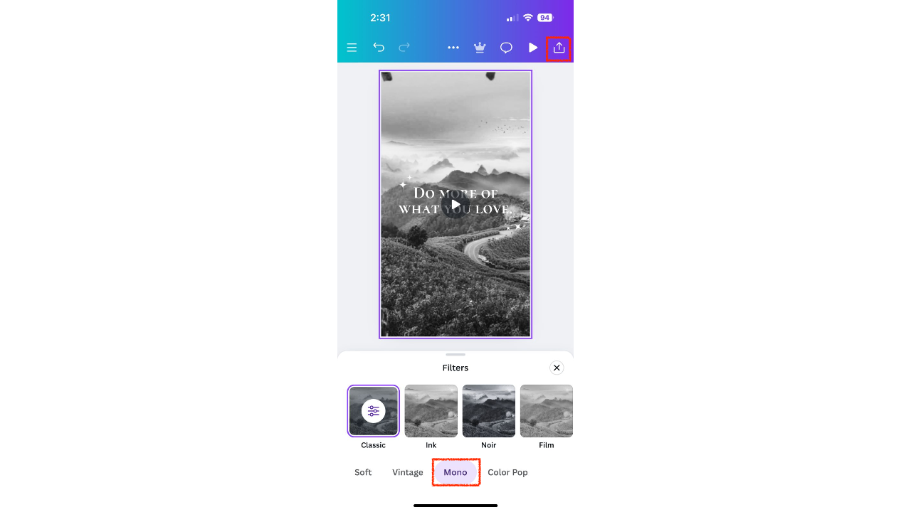 Save and export the video
