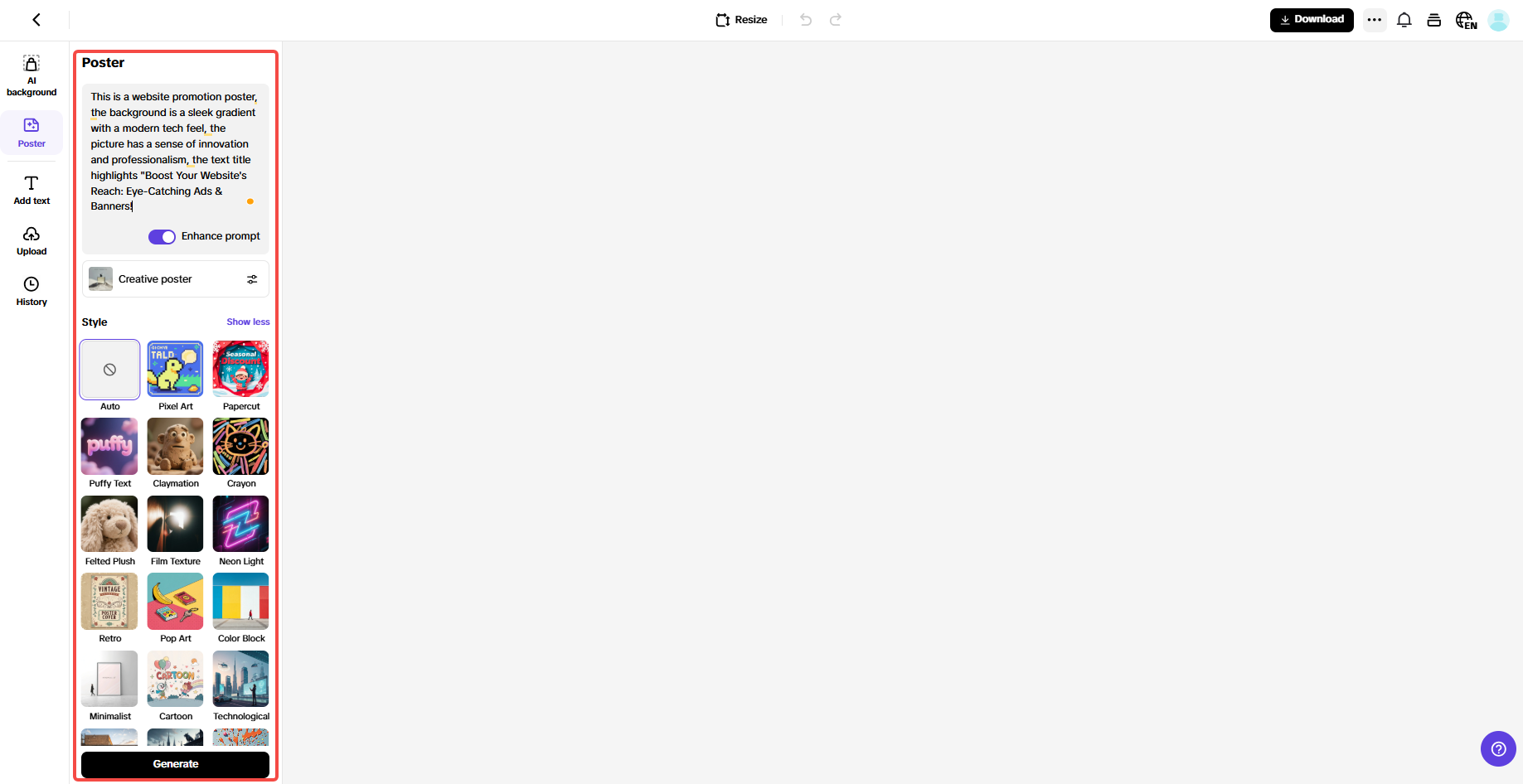 Access the Poster and generate