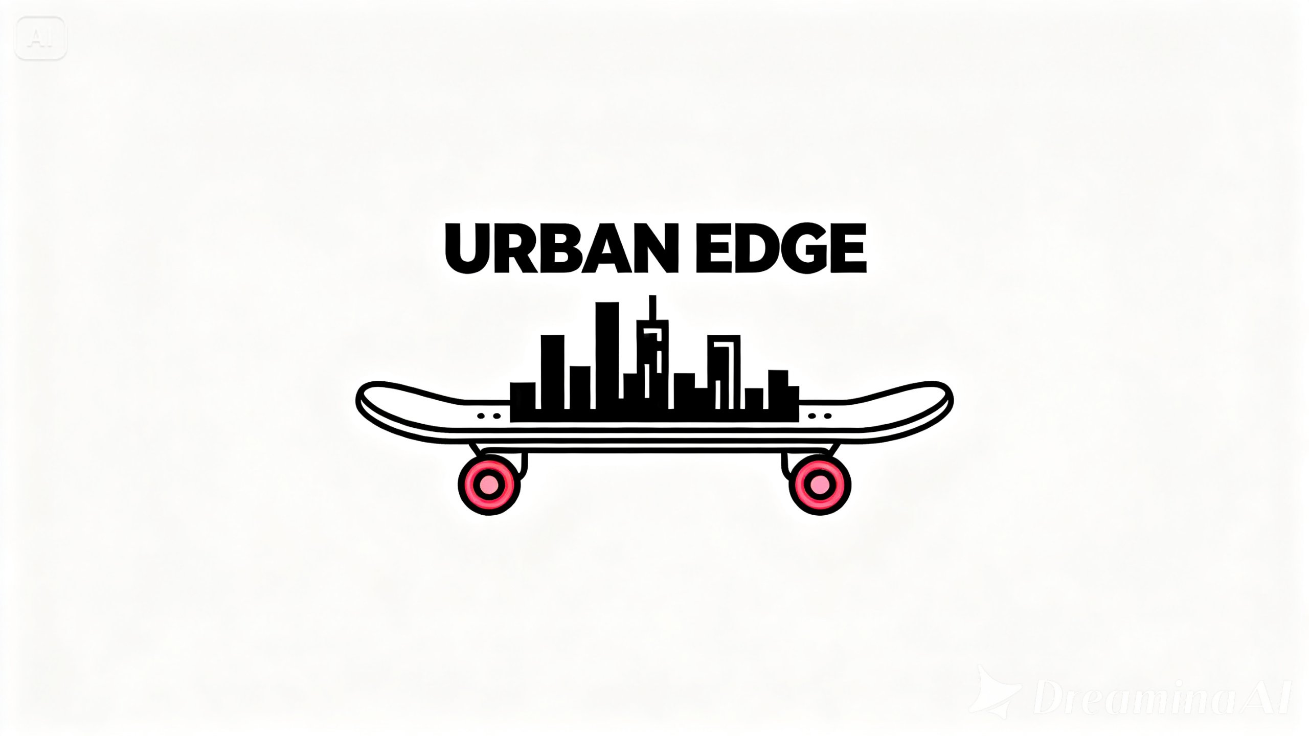 도시 요소의 라인 아트 일러스트가 있는 스트리트웨어 로고