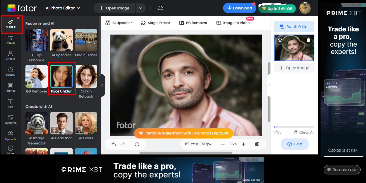 Aplicando el filtro unblur en la imagen