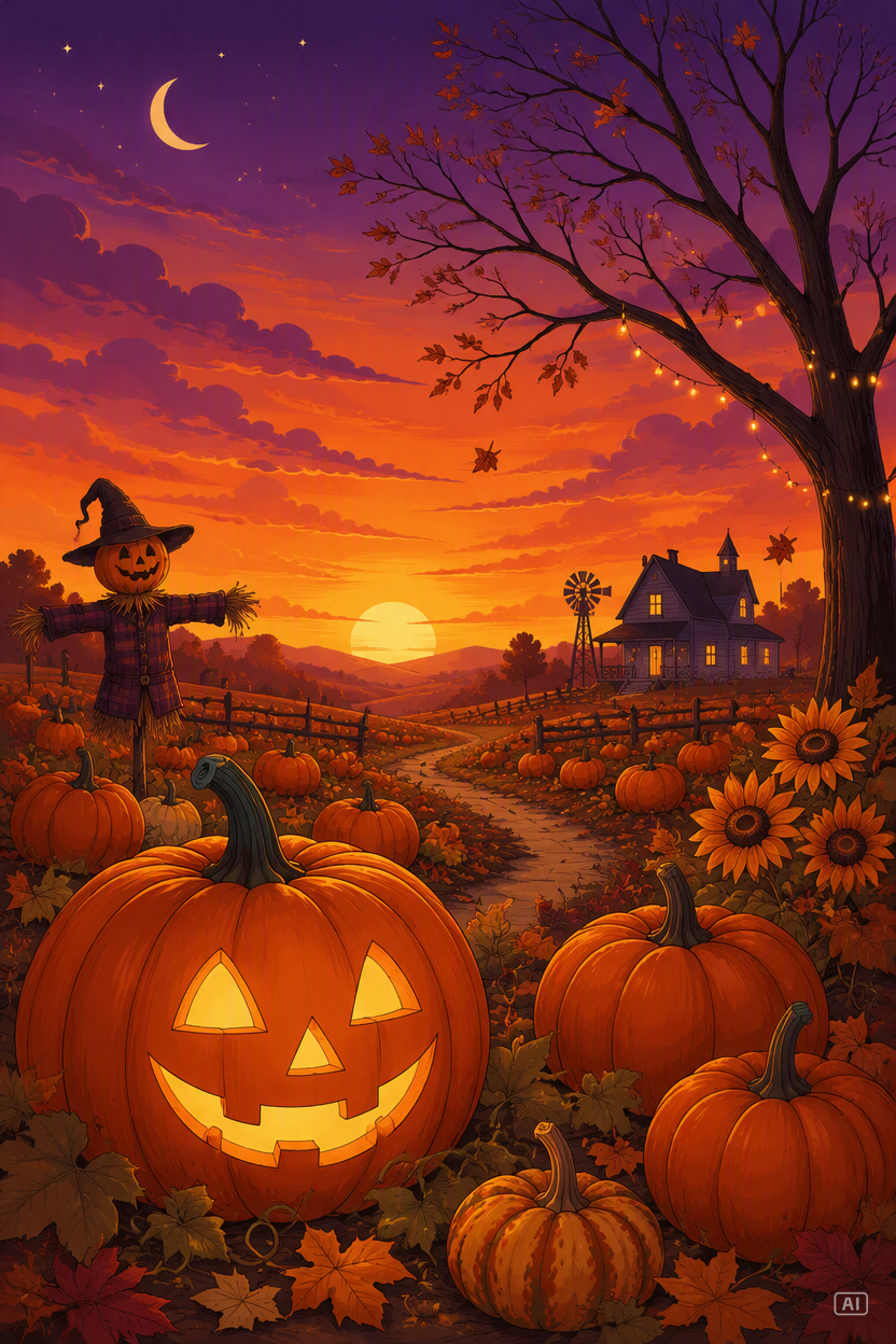 Halloween poster pumpkin patch image generated by Pippit