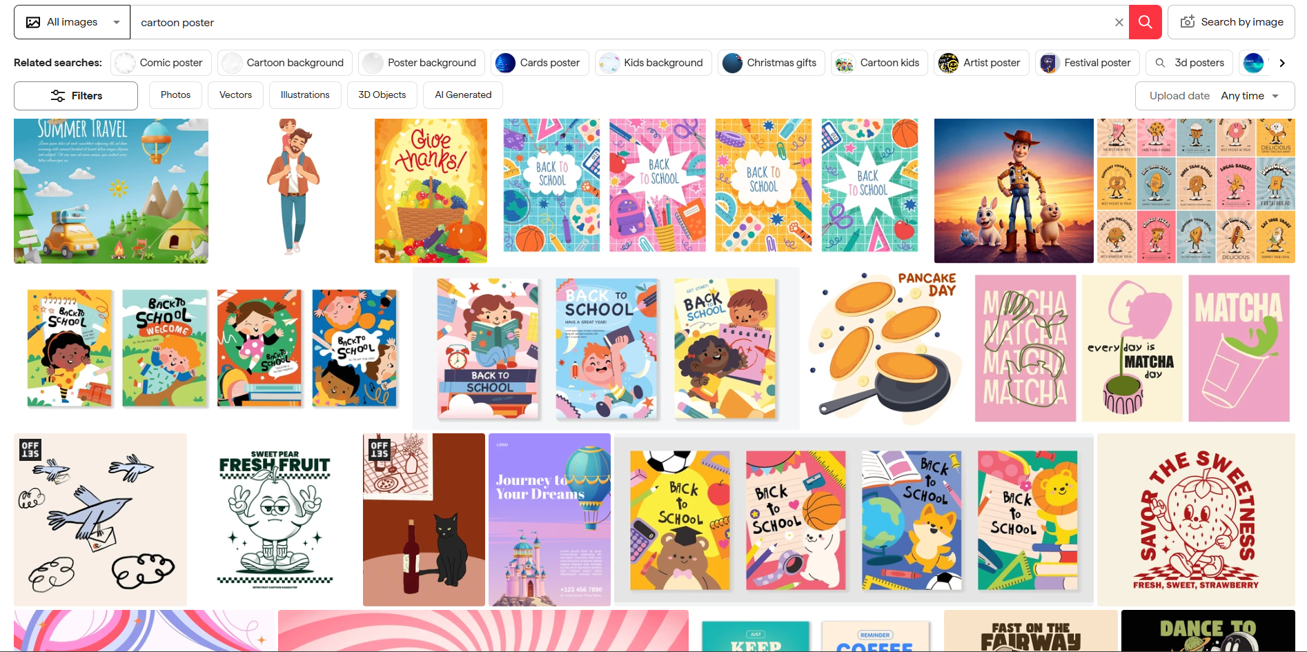 Interface of Shutterstock - another site to get free cartoon posters