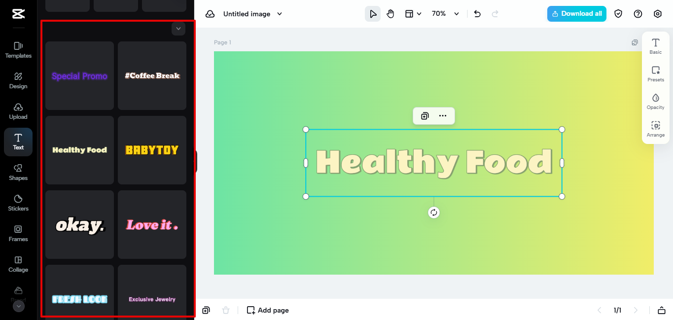 Font templates CapCut Web