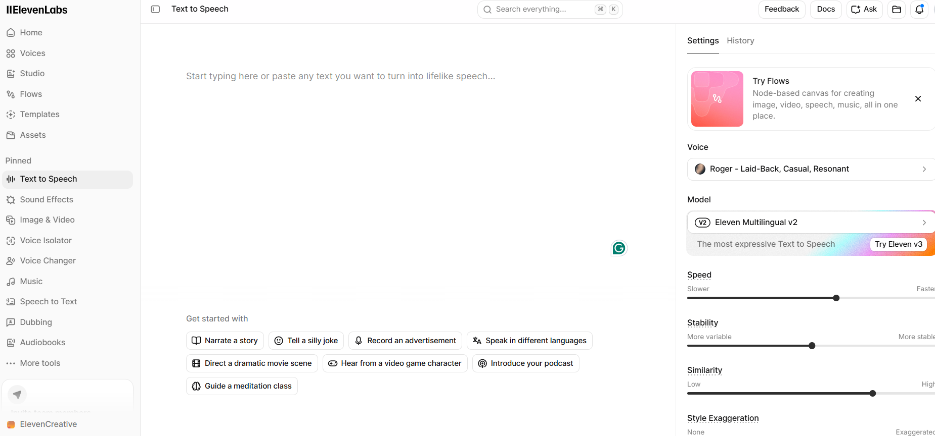 Open ElevenLabs text-to-speech