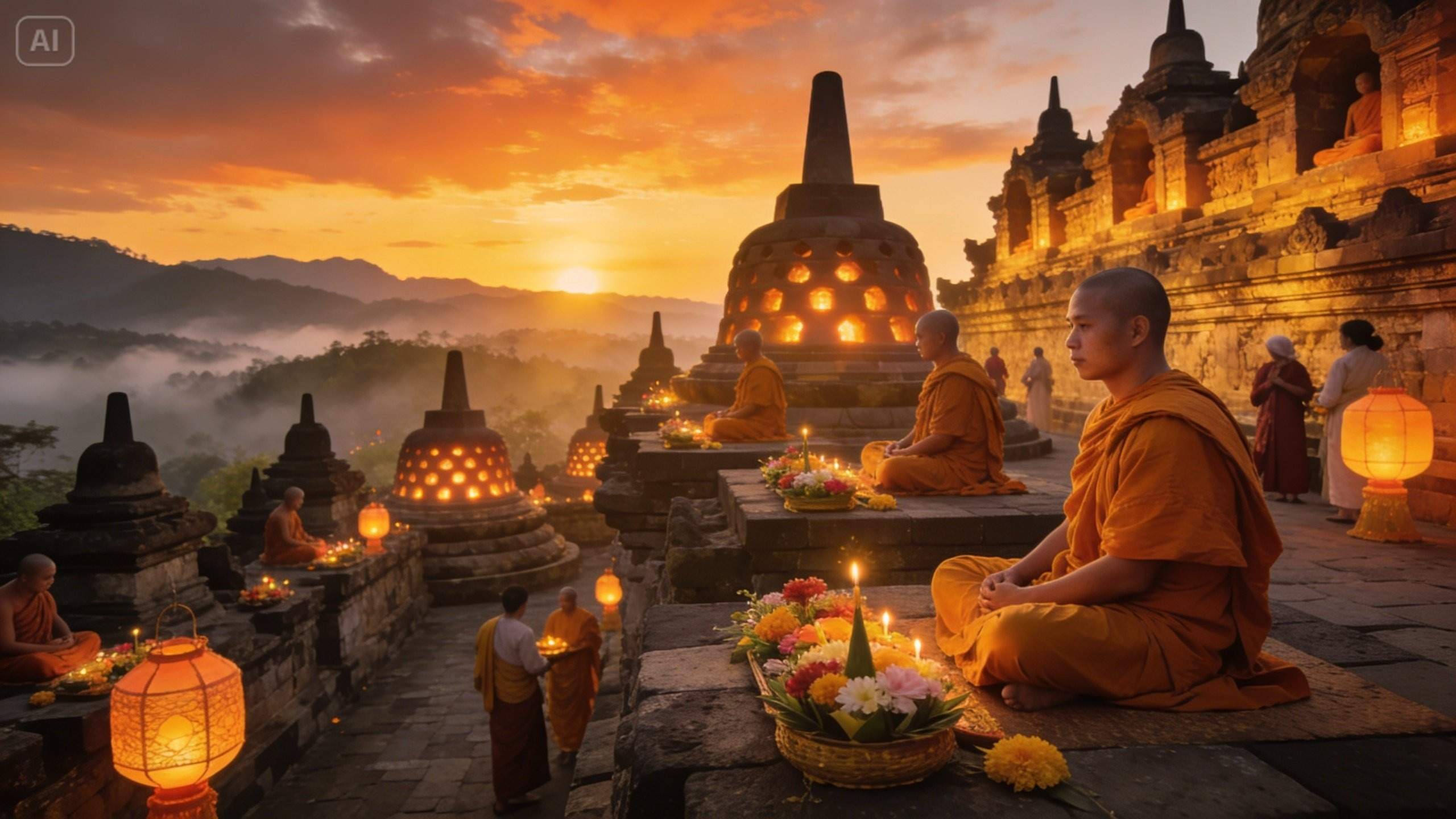 Vesak Day AI Photo Generator background