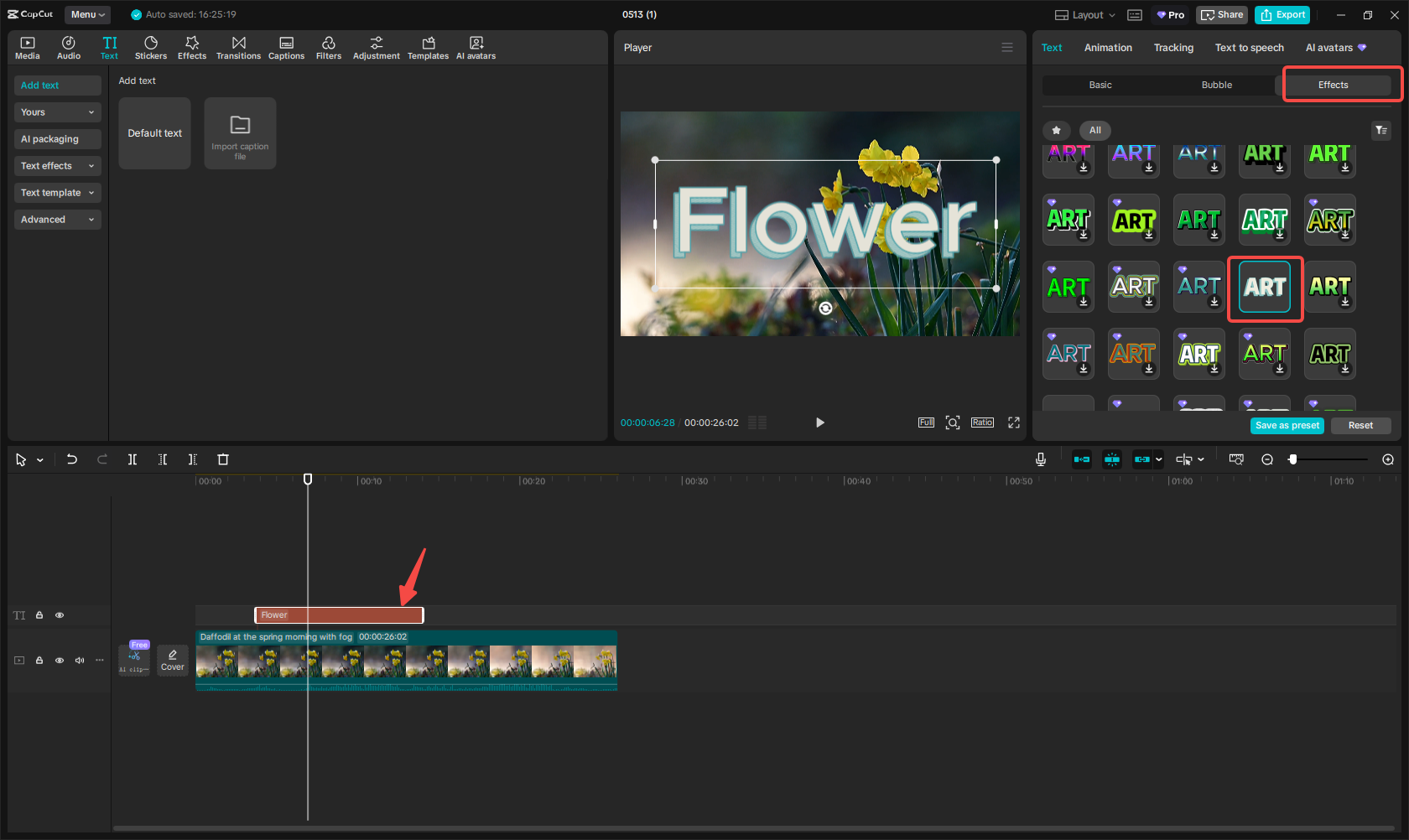 Texteffekte hinzufügen