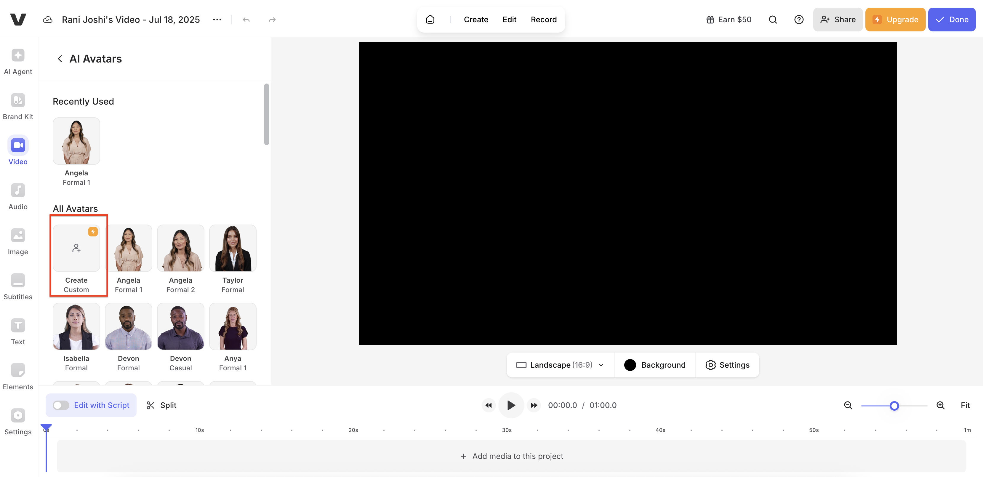 Elige un avatar o empieza desde cero