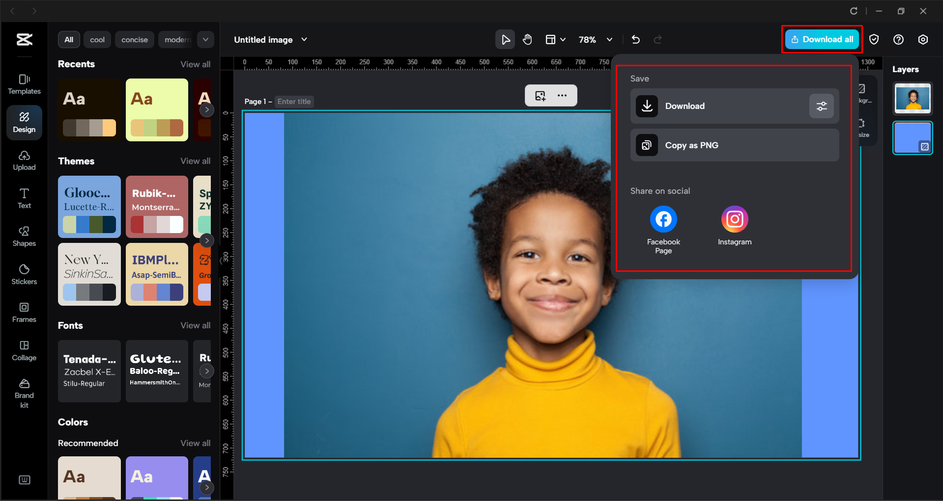 Herunterladen des Bildes vom CapCut Desktop-Video-Editor