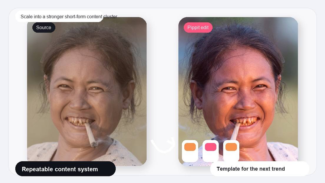 Imej realistik Tap To Reveal Product Teaser Video Maker untuk berkembang ke dalam kelompok kandungan berbentuk pendek yang lebih kuat.