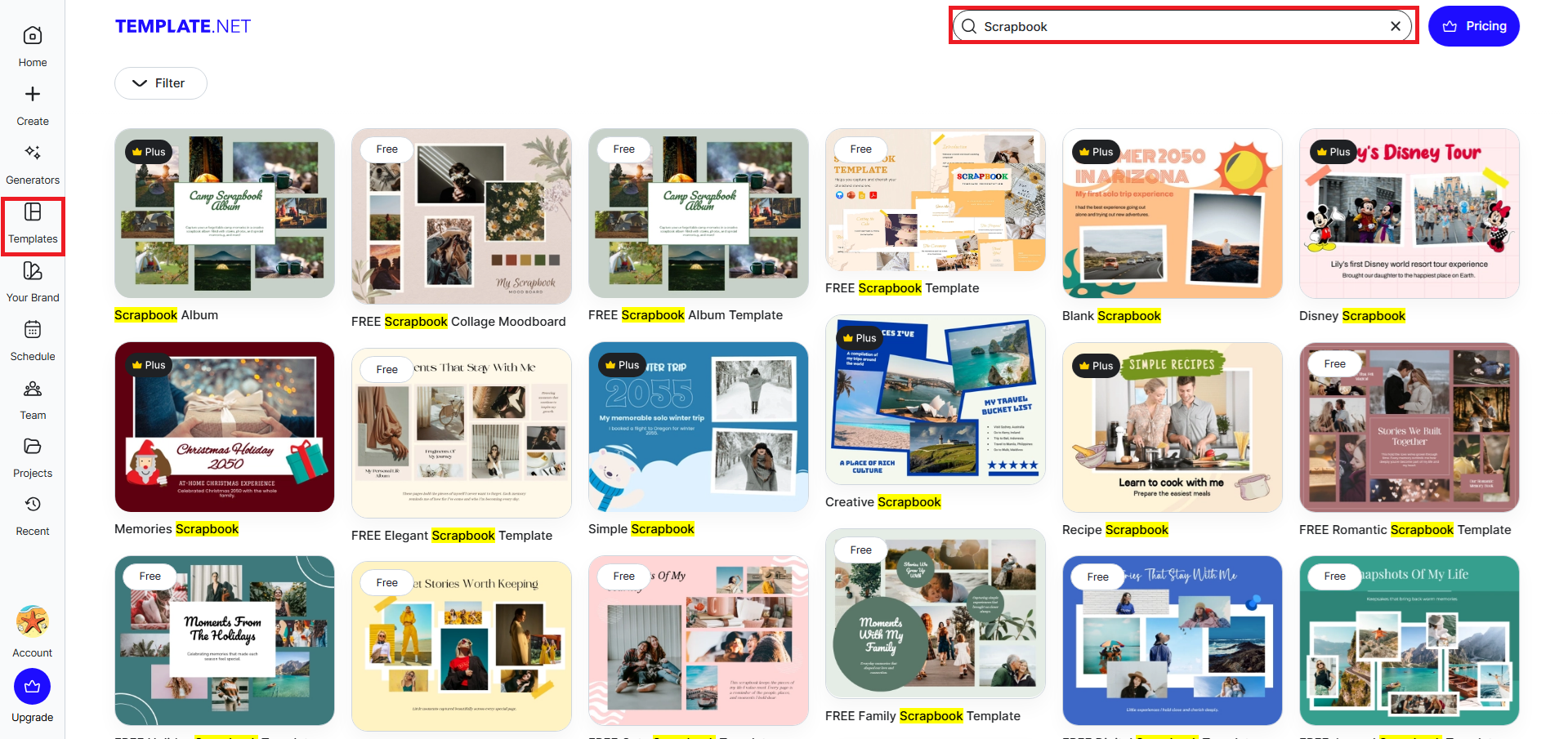 Find a scrapbook template