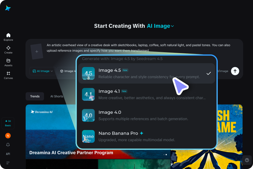  Seleccione Seedream 4,5 y genere variaciones