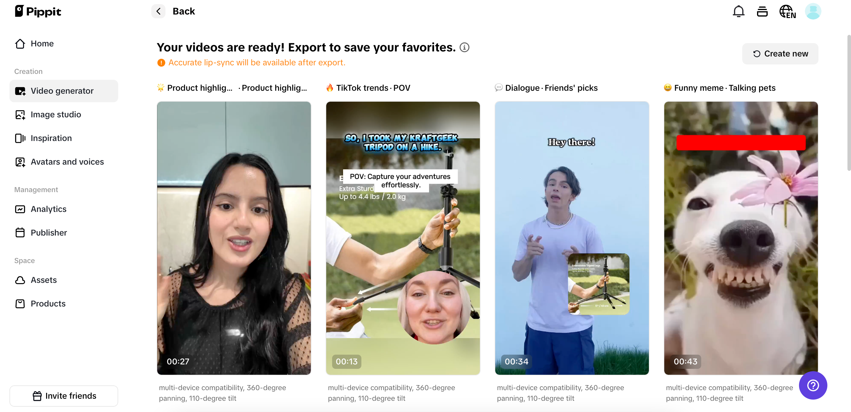 Select your preferred generated video