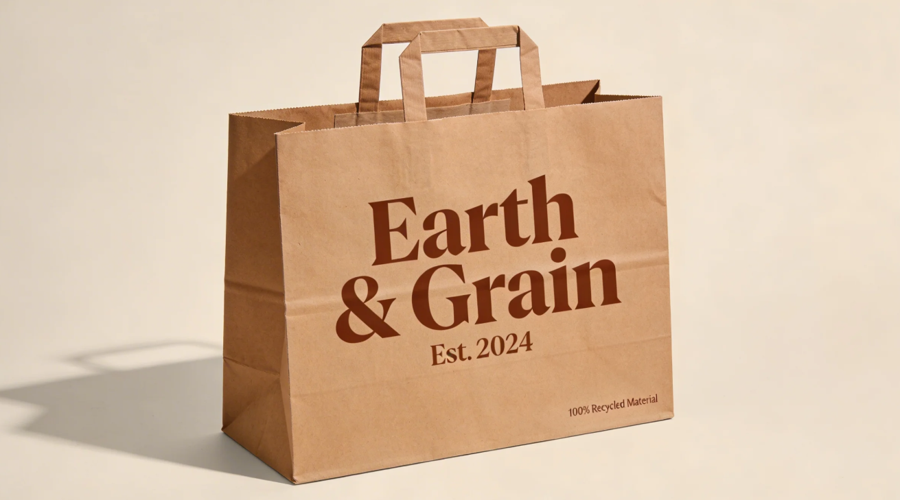 Obraz makiety brązowej papierowej torby