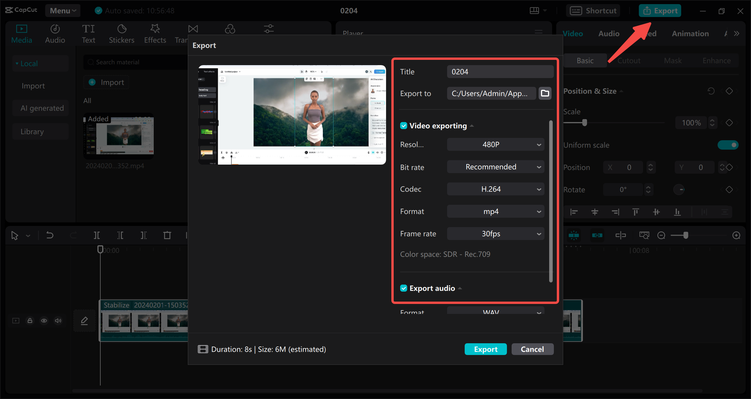 Export video