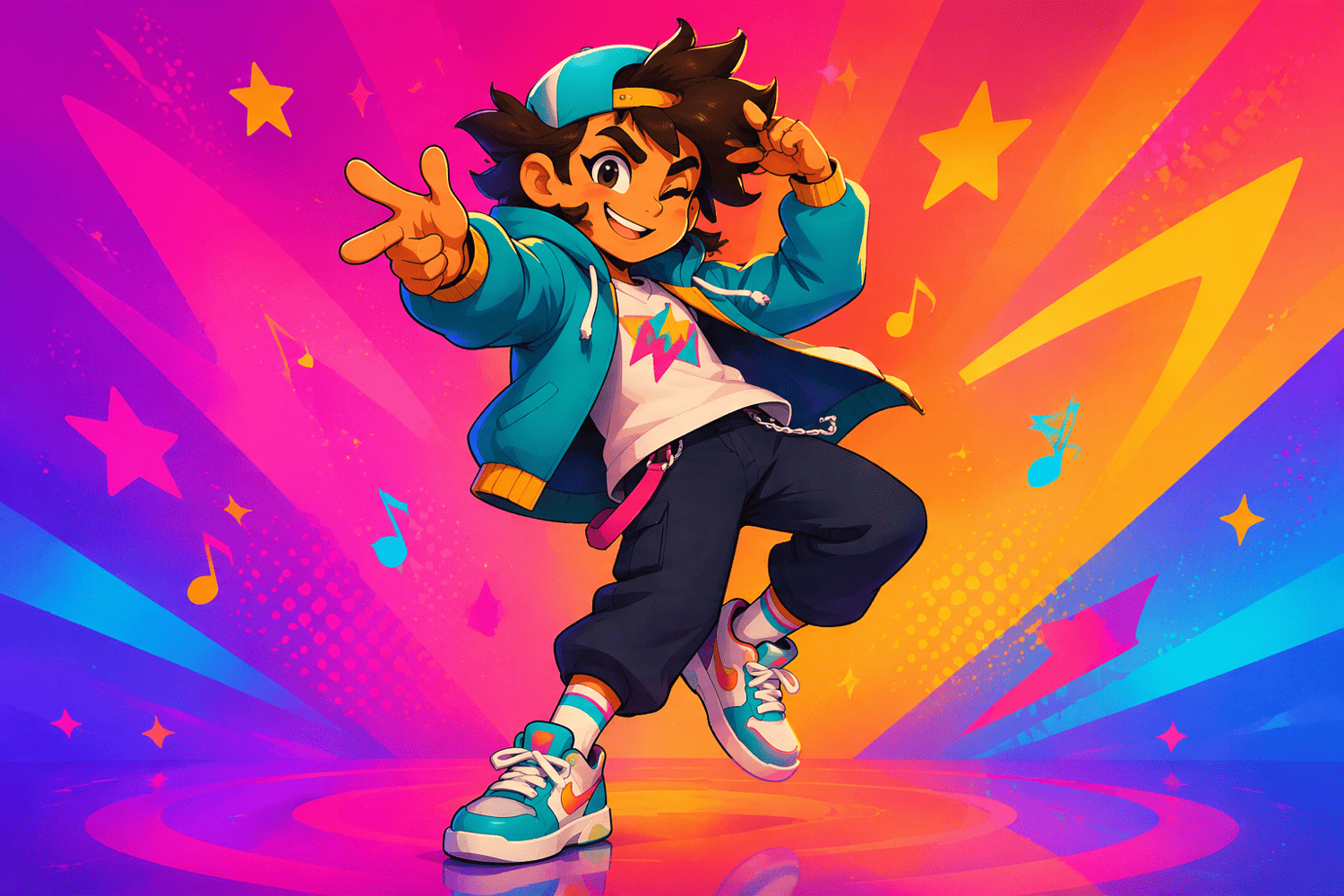 Stylized cartoon character