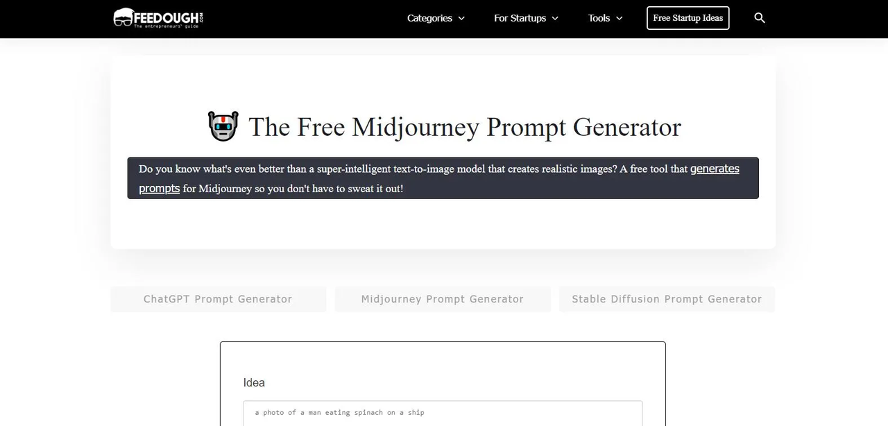 Entering prompts in Feedough for image generation