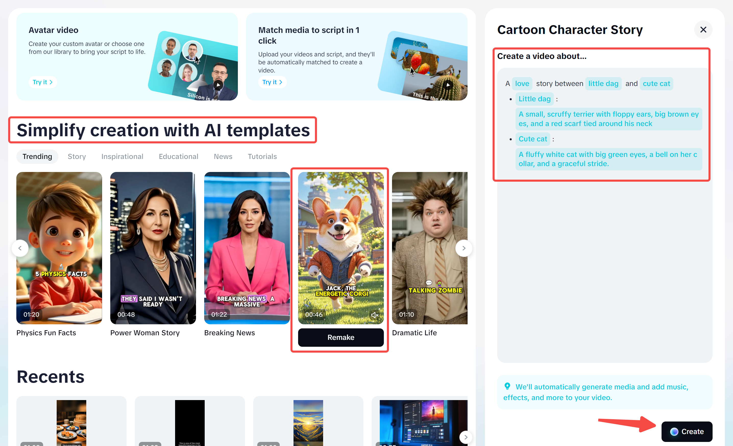 Simplify creation with Al templates