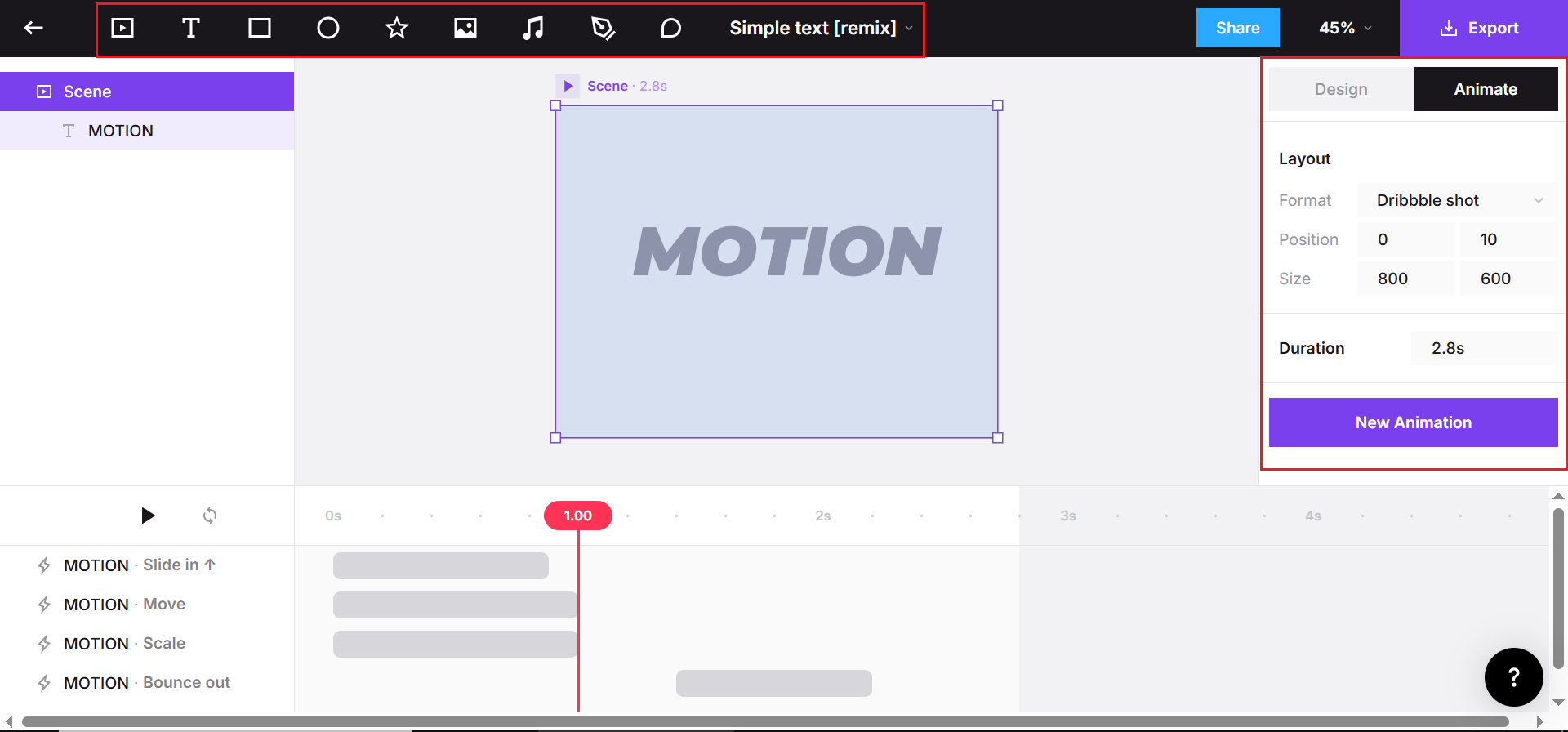 Add your text and animate