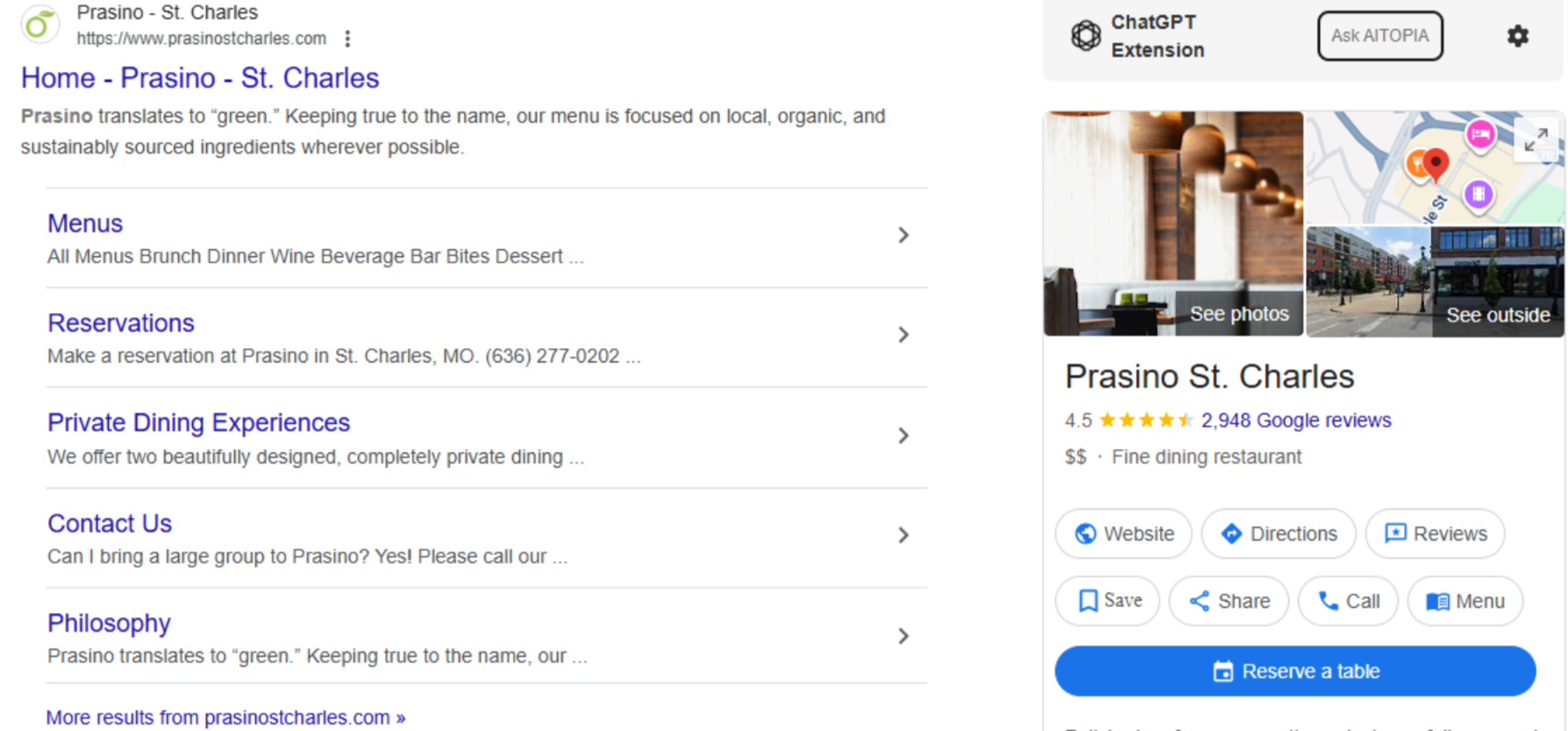 Prasino St. Charles Google işletme profili kapak fotoğrafını gösteren resim