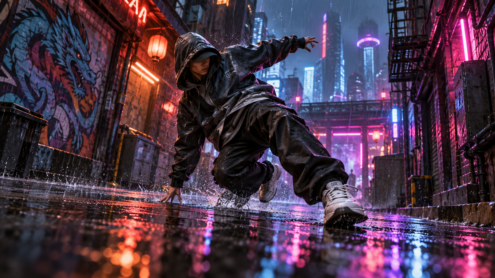 Neon Street Dance voorbeeld voor raindance ai video generator