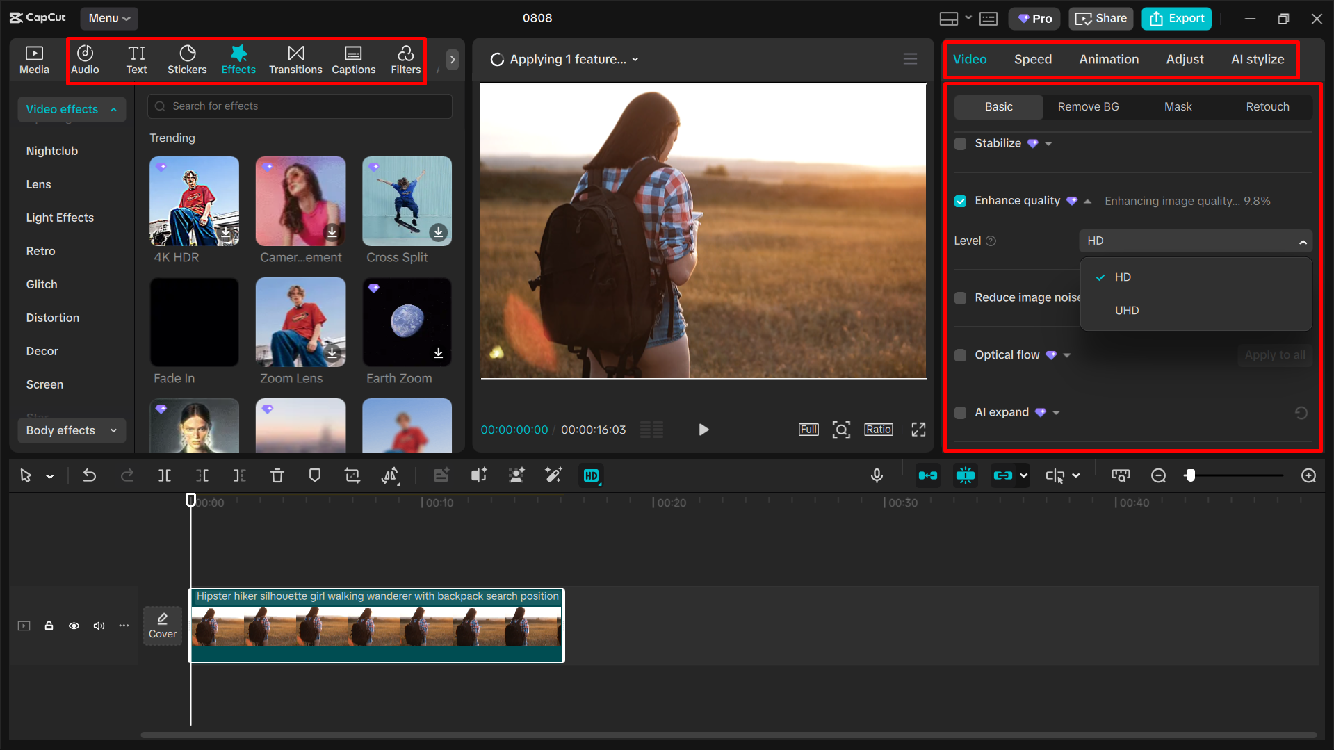 Editing the video on how to change the video format in CapCut