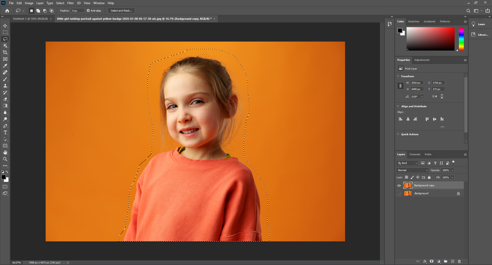 Remove the image background in Photoshop