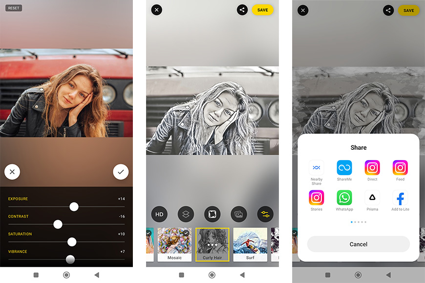 Gunakan panduan langkah demi langkah editor foto Prisma