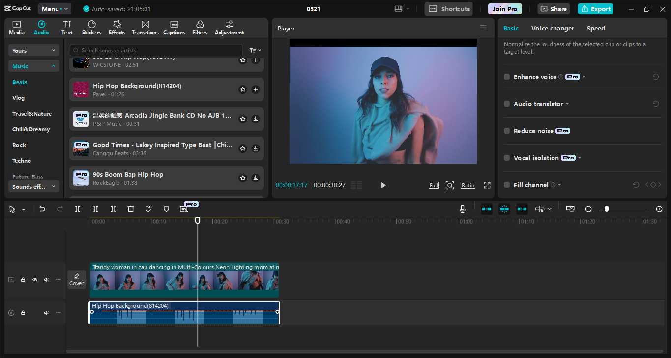 Antarmuka editor video desktop CapCut