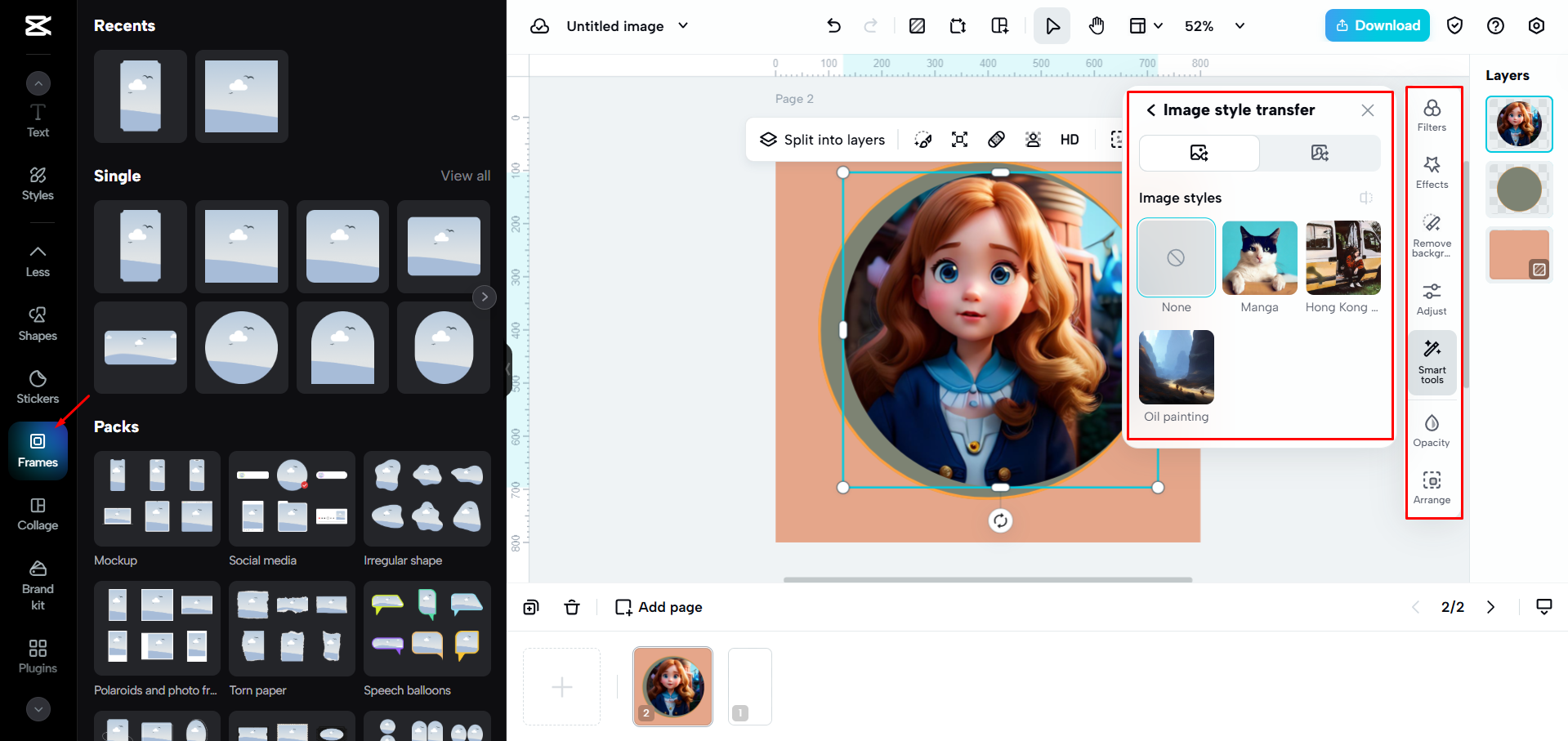 Editing and resizing the template with CapCut Web