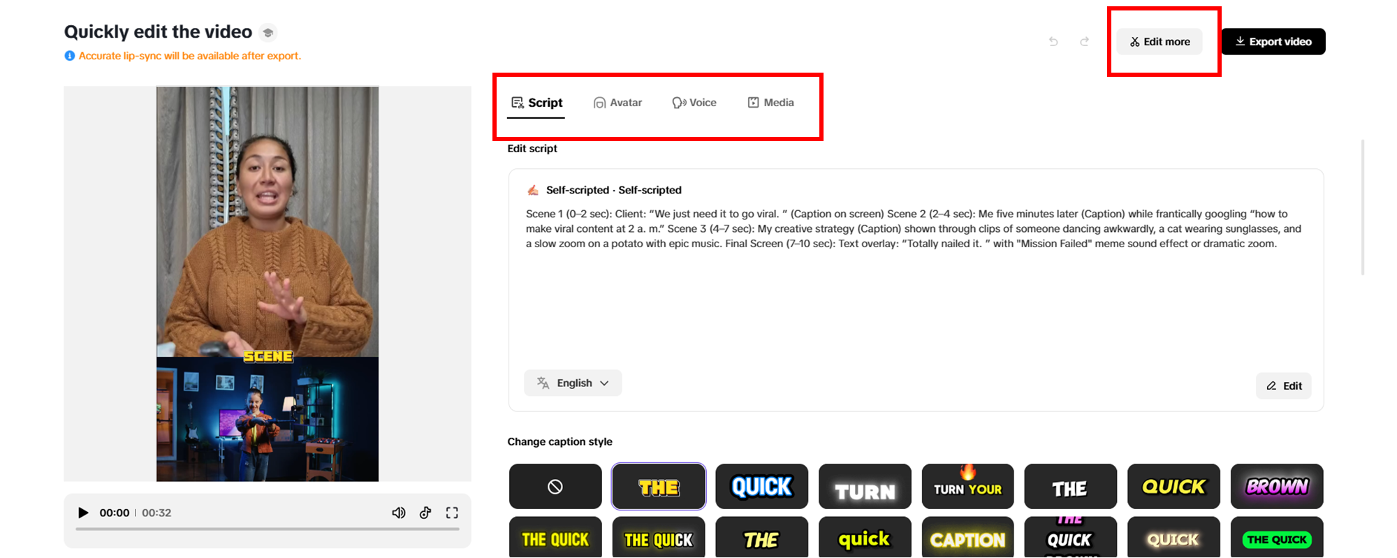 Faça quaisquer alterações rápidas no seu vídeo
